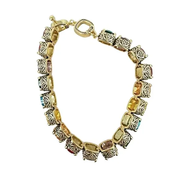 Park Lane LIGHT SHOW Baby Signature Tennis Bracelet Rainbow Gold Tone Toggle NWT - Picture 8 of 8